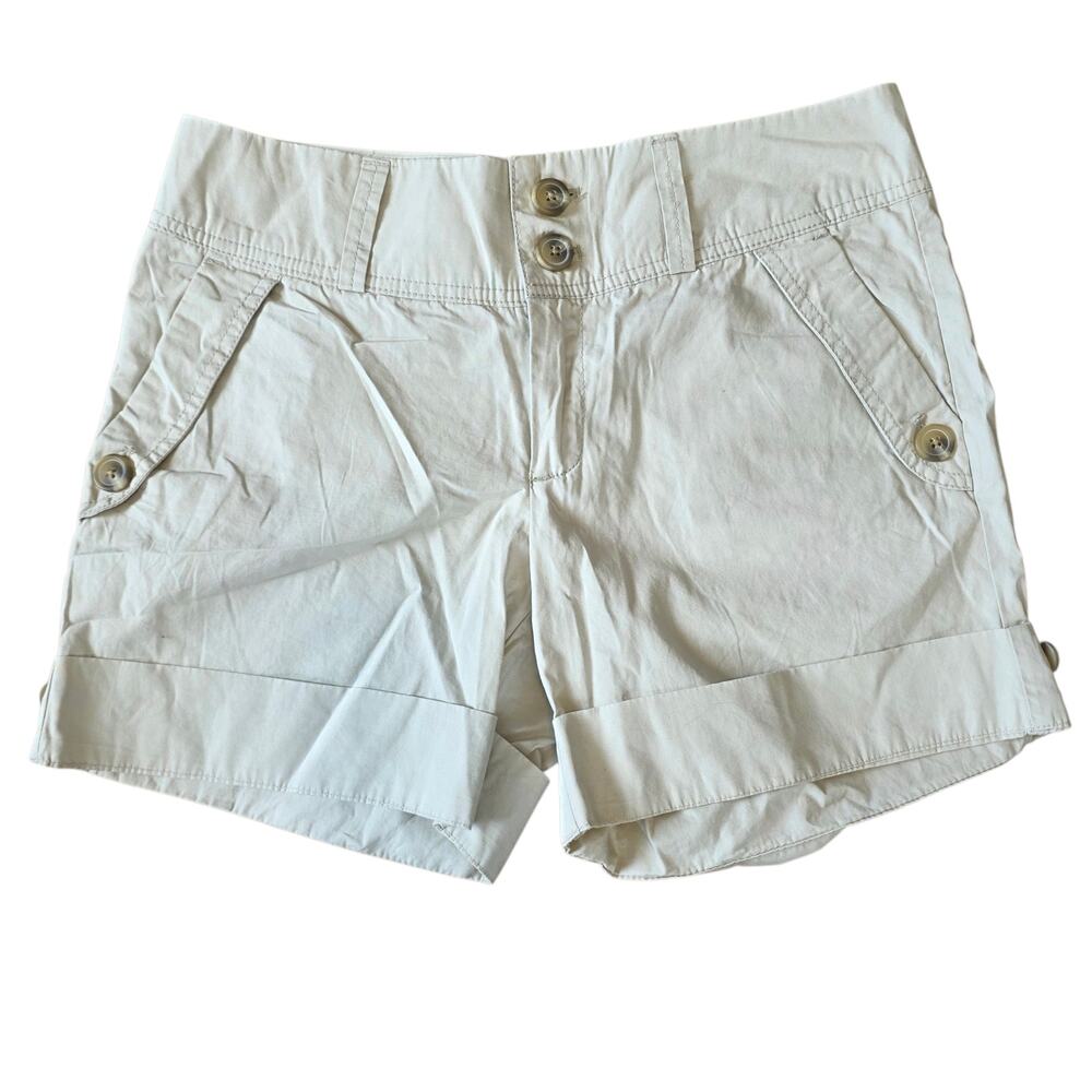 Vintage Y2K GAP Khaki Utility Shorts Size 4 Mid Rise Cuffed Cargo Chino 2000s